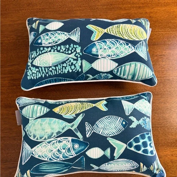 Colorful Fish Pattern Indoor/Outdoor Throw Pillows - Picture 2 of 3